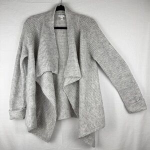 Nine West Light Gray Women's Open Cardigan, Medium, Cuffed Sleeves